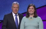 Julia Collins and Alex Trebek on Jeopardy!